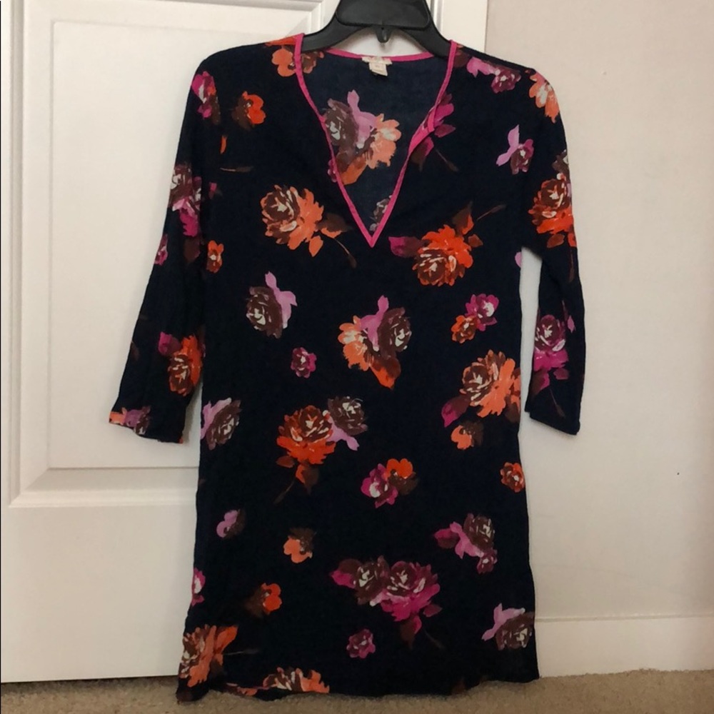 Jcrew 3/4 floral dress in navy blue